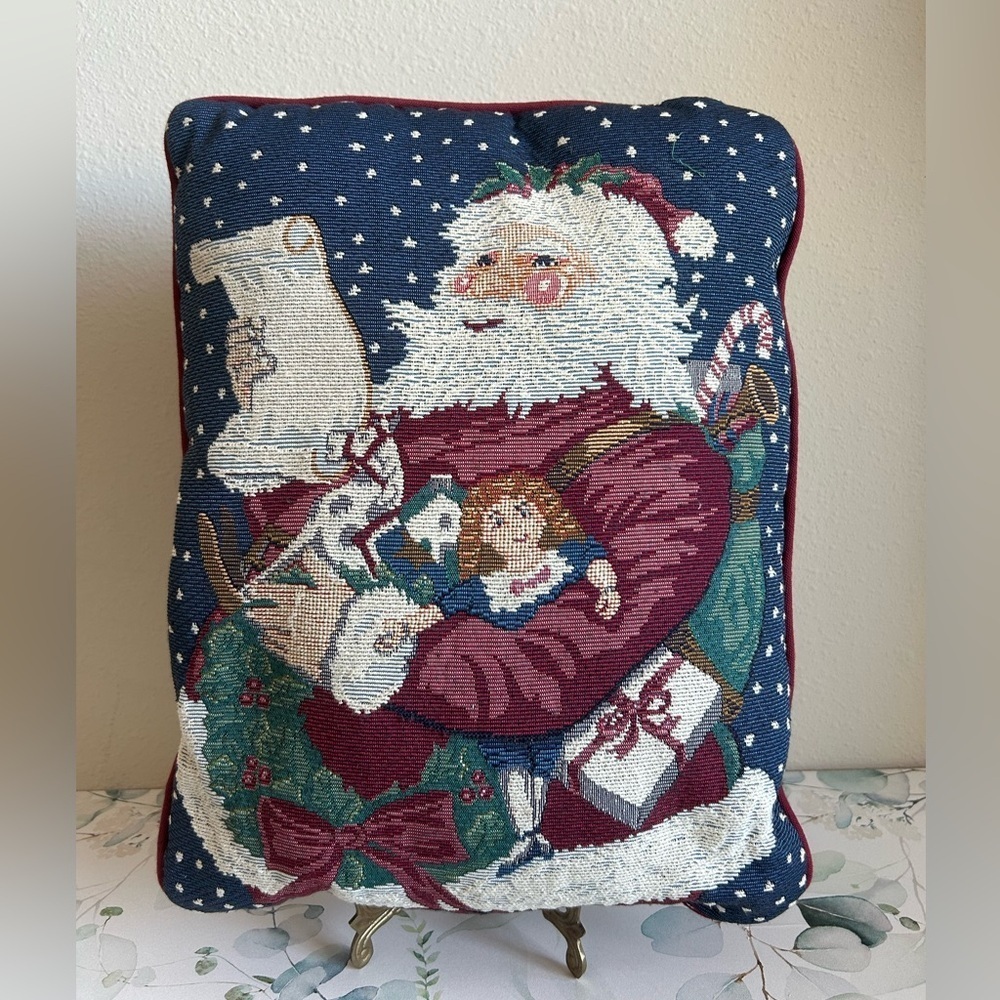 Festive Santa Claus Tapestry Pillow